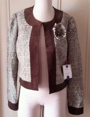 Andrea Becker Athena Tweed блейзер открытый передний куртка шерсти бархата женщин 8 $295 - Изображение 1 из 4