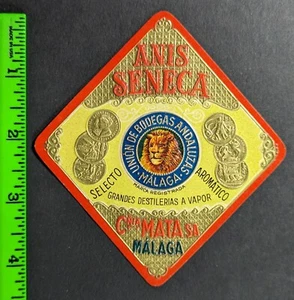 Etiqueta Alcohol Anís Séneca León España Vintage - Imagen 1 de 2