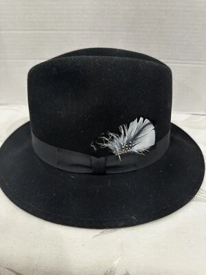 Sombrero de Nueva York vintage. Sombrero Fedora Co WPL5923 Fieltro Negro 100% Lana ¡Bonito! L👀k🔥🔥 Foto 1 de 4