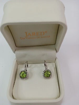 Jared Jewelers 925 Peridot With Diamond Accents Earrings - Image 1 of 2