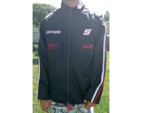 Men's Chase Nascar Kasey Kahn Budweiser Windbraker Jacket Size L Cover
