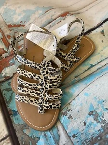 GAP Bebé/Niña Pequeña Talla US 12 Marfil/Negro Leopardo Gladiador Sandalias Zapato - Imagen 1 de 2