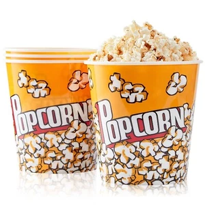 Plastic Popcorn Containers Retro Style Reusable Popcorn Buckets for Movie Nig... - Picture 1 of 6