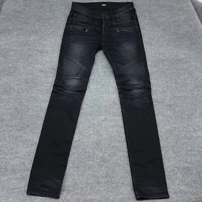 Jeans Hudson Hombres 30x36 Negro Denim The Blinder Ajustado Motociclista Delgado Botón Mosca Foto 1 de 4