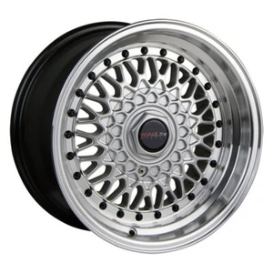 15" TRAKLITE Crosstread Alloy Wheels 4x100/114.3 ET15 - Silver with Polished lip - Picture 1 of 1