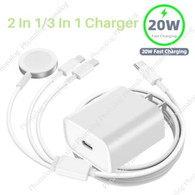 Magnetic Fast Charger Cable USB C Block For Apple Watch 7/6/5/4/3/2/1/SE iPhone - Image 1 of 4