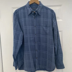 Tommy Bahama Men's Silk Blend Blue Plaid Long Sleeve Shirt - Size Large - Picture 1 of 3