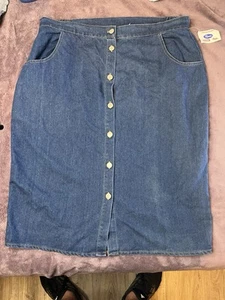 Jennifer Lauren Plus 2X Denim Skirt | Button Front Jean Midi Stretch NWT - Picture 1 of 11
