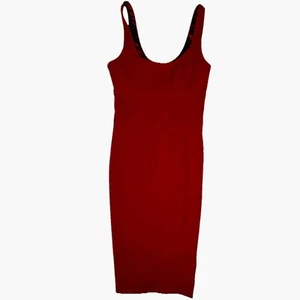 Vtg Y2k Ardin B Bodycon Sexy Mermaid Midi Dress Sz M Red Sleeveless Scoop Neck - Picture 1 of 14