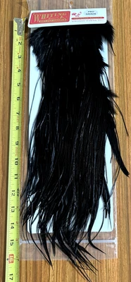 Sillín de gallo negro Whiting Midge, grado profesional, atar moscas Foto 1 de 2