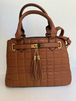 Bolso de mano Deluxity de cuero vegano coñac con borlas - Usado Foto 1 de 4