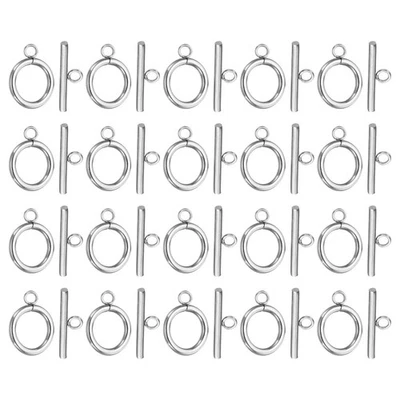 14mm/0.55" Dia Toggle Clasp, 20Set 304 Stainless Steel Round Clasp&T-Bar, Silver - Image 1 of 4