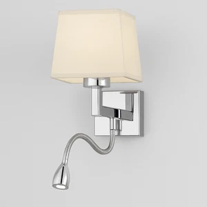 Aurora Wall Light with White Shade & Chrome Reading Arm - Picture 1 of 1