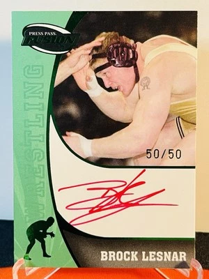 2009 Press Pass Green Fusion Brock Lesnar Auto 50/50 #SS-BL SP WWE UFC NFL Rare! - Image 1 of 2