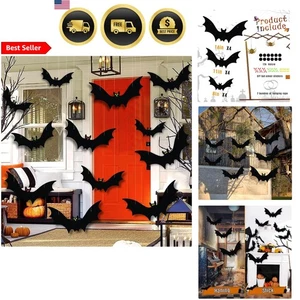 Decoraciones de murciélagos colgantes de Halloween 12 piezas murciélago volador con ojos brillantes al aire libre - Imagen 1 de 9