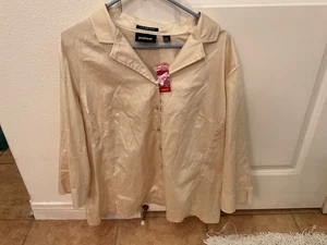 Avenue Woman's Pale Pink Pearl Button Blouse Sz 18/20 - Bild 1 von 3