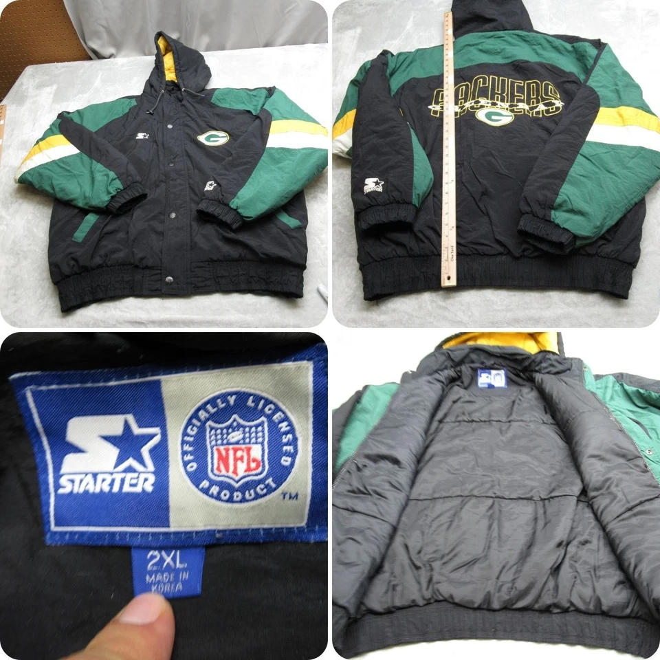 Chaqueta De Colección Green Bay Packers Hombres XXL Starter NFL Negra Con Capucha NFL 90s RARA Foto 1 de 4