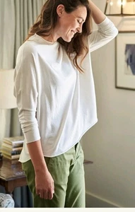 Frank & Eileen Funnel Neck Capelet Long Sleeve Shirt Top Women Oversize XS White - Picture 1 of 12