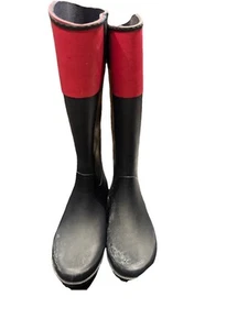 Tommy Hilfiger stivali alti gomma donna taglia 7 blu rosso pull-on impermeabili leggi - Foto 1 di 6
