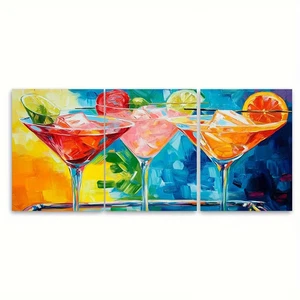 3pcs Martini print cocktail martini bar Metal Print Ready to Hang Art - Picture 1 of 7