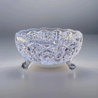 Vintage Pressed Glass Bowl With Cut Glass Patterns - Image 1 of 4