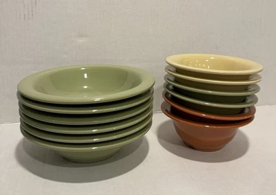 G.E.T. Melamine Bowls (6) B-127 7.25” 12oz Green & (6) B-105 5.5” 10oz 3-colors - Image 1 of 4