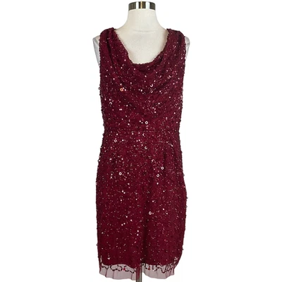 Adrianna Papell Women's Cocktail Dress Size 6 Red Sequin Sleeveless Mini Sheath - image 1 of 4