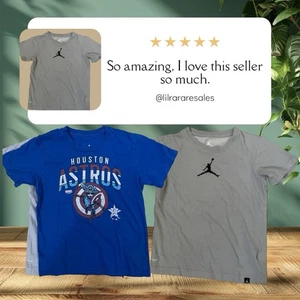 Astros Graphic Short Sleeve T-Shirt Boys Gray Nike Jordan Casual Pullover YS 6/8 - Picture 1 of 7