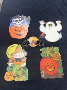 Vintage Die cuts Halloween Fall Bat Owl Ghost Trick Treaters Pumpkin LOT - Picture 1 of 14