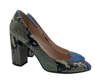 Tacones Kate Spade azul piel de serpiente punta redondeada talla 7 Foto 1 de 4