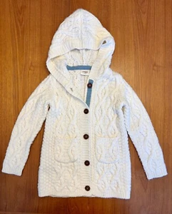 Girls Mini Boden 5-6 years Hooded Cardigan Sweater White Acrylic Wool Alpaca - Picture 1 of 15