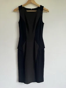 Cue In The City Size 6 Pencil Dress Black Brown Check Work Office Event - Picture 1 of 4