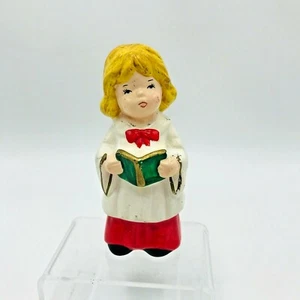 Statuina bambina vintage Giappone coro natalizio 4" - Foto 1 di 4