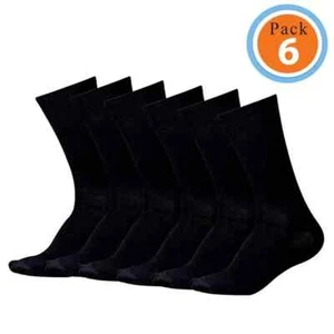 Men's Solid Black Cotton Long Athletic Soft Crew Socks Size 10-13 USA - Picture 1 of 4