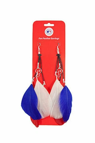 NEW! PHILADELPHIA PHILLIES FEATHER EARRINGS w/ CHARMS LICENSED Cover