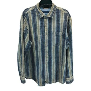 Camisa Tommy Bahama Para Hombre Manga Larga Cosida a Rayas Informal Botón Delantero Grande - Imagen 1 de 6