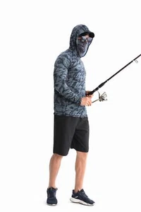 Premium Sbart Herren Angelshirt mit Hoodie Gesichtsmaske Angeln Jagd Wandern - Bild 1 von 8