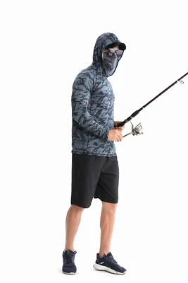 Premium Sbart Men’s Fishing Shirt with Hoodie Face Mask Fishing Hunting Hiking