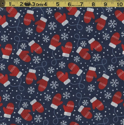 TELA ROJA INVIERNO MITONES Y COPOS DE NIEVE INVIERNO 100% Algodón **Por yarda** Foto 1 de 2