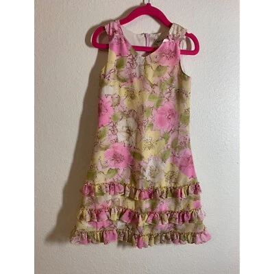 Cherokee Fancy Lined Dress Toddler Girls Size 4T Flower Print AC2 - Image 1 of 4