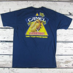 Vintage 1988 Joe Camel 75th Birthday Shirt Size XL Single Stitch 80s USA Blue - Picture 1 of 5