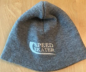 Vintage SPEEDSKATER SKATE EMBROIDERED GRAY WHITE Beanie Hat OS - Picture 1 of 2