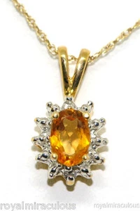 Collar con colgante de piedra de nacimiento de oro amarillo de 14 quilates de citrino y diamantes (noviembre) - Imagen 1 de 7