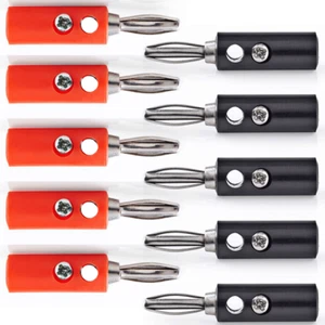 10 x Bananenstecker, 5 rot, 5 schwarz, Banana mit Querloch 4 mm Bananen Stecker - Bild 1 von 6