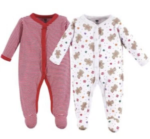 2 Hudson Baby Girl’s 3-6M Sleeper Cotton Snap Sleep Play Sugar Spice Striped New - Picture 1 of 1