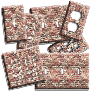 RUSTIC RECLAIMED EXPOSED RED BRICK WALL LIGHT SWITCH OUTLET PLATE NEW ROOM DECOR - Picture 1 of 35