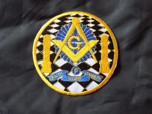 Masonic Square Compass Pillars Faith Hope Charity Iron Sew Patch Fraternity NEW! - Picture 1 of 2