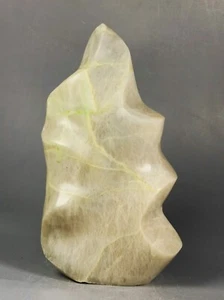 RARE NATURAL green moonstones QUARTZ CRYSTAL Flame Orbicular Reiki Statue - Picture 1 of 10