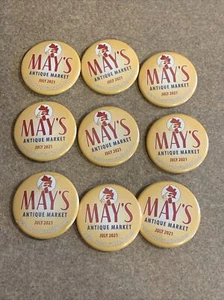 KONVOLUT 9 PINS BUTTONS AUS "MAY'S ANTIQUE MARKET" JULI 2021 BRIMFIELD MASS - Bild 1 von 3