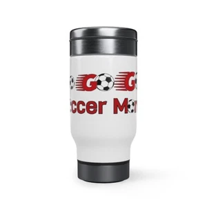 Taza de viaje Soccer Mom de acero inoxidable con asa, 14 oz - Imagen 1 de 9